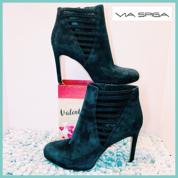 Via Spiga Shoes - VIA SPIGA Ankle Boots Black Faux Suede Heels
